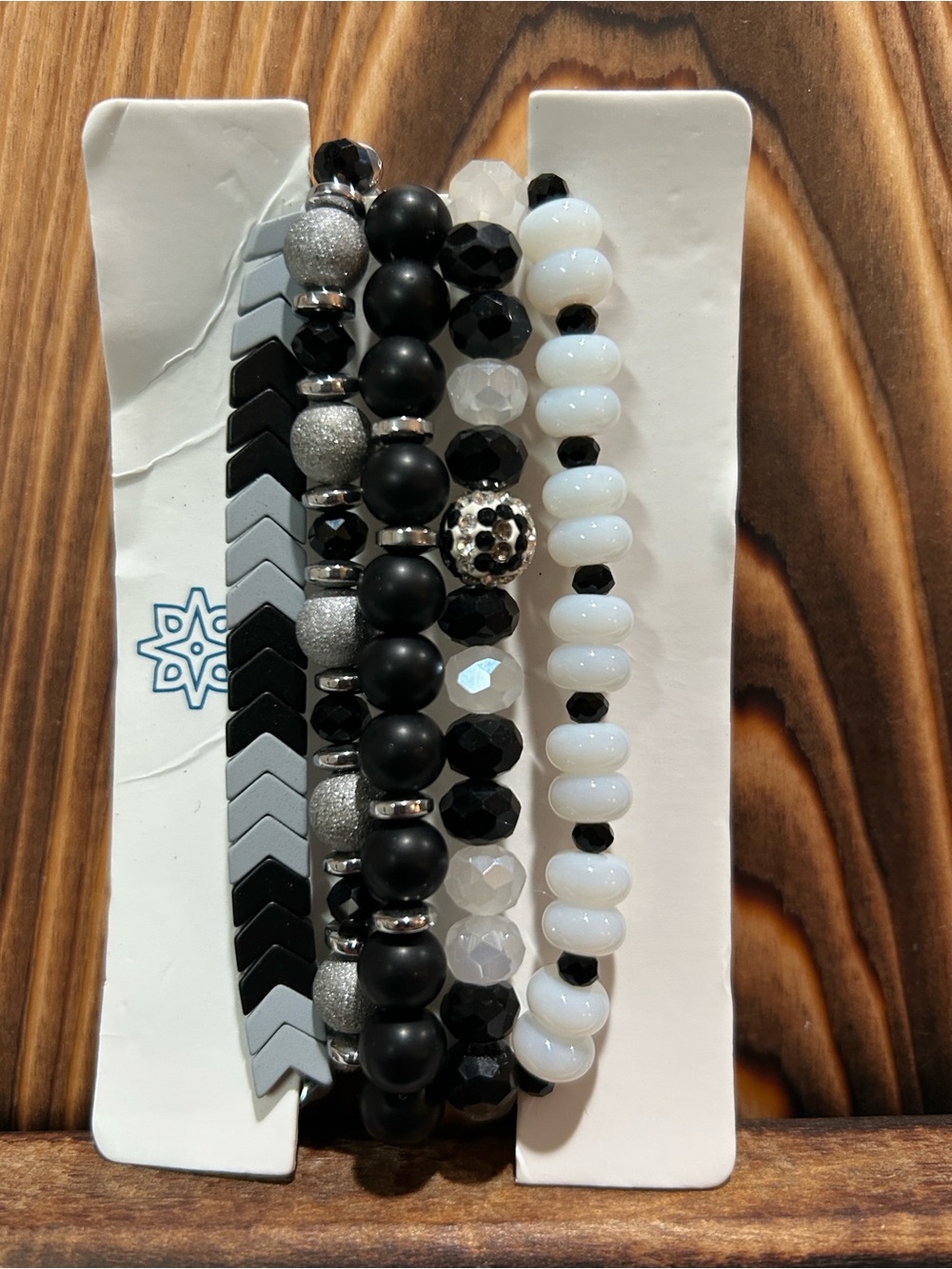 Black & White Stacked Beaded Bracelet Set